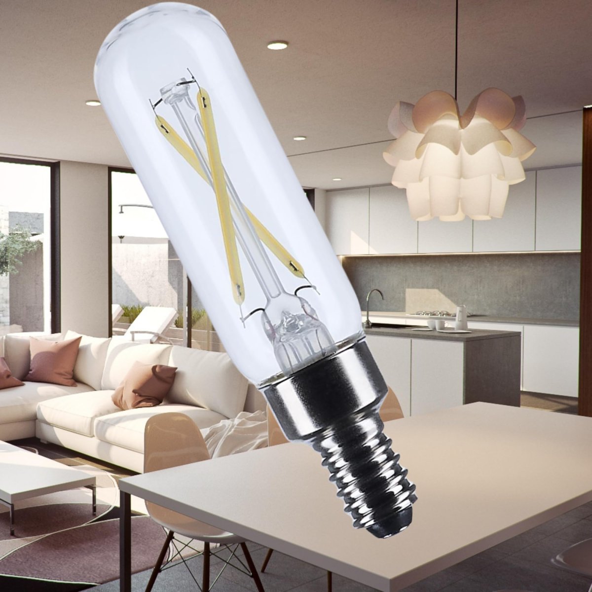 T6 Led Filament Light Bulbs 5000k Natural E12 Candelabra Base 200 Lumens Clear Dimmable Wet Rated Ip65 Enclosed Fixture 120v