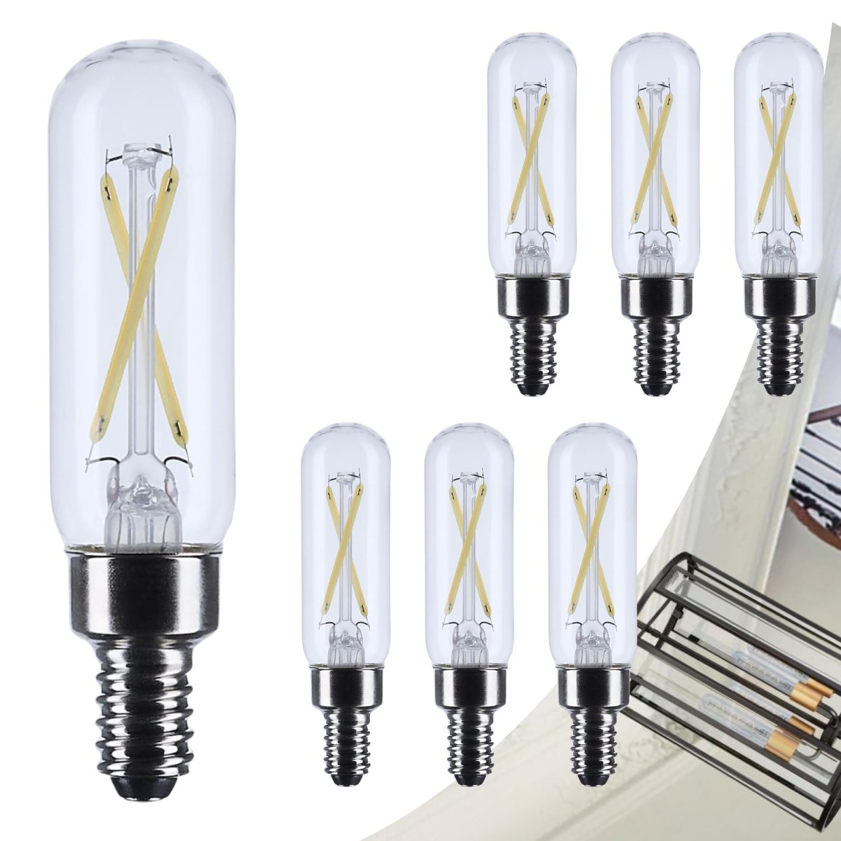 T6 Led Filament Light Bulbs 5000k Natural E12 Candelabra Base 200 Lumens Clear Dimmable Wet Rated Ip65 Enclosed Fixture 120v
