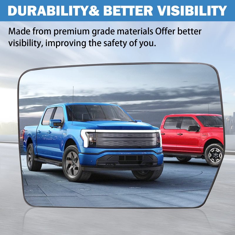 Driver Left Side Heated Mirror Glass For 2004 To 2014 Ford F150 Exterior Rearview Convex With Backing Holder Replace