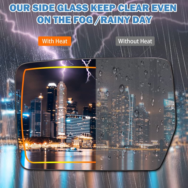 Driver Left Side Heated Mirror Glass For 2004 To 2014 Ford F150 Exterior Rearview Convex With Backing Holder Replace