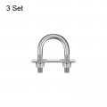 Uxcell Round U-bolts 3 Sets 35mm 1 38 Inner Width 64mm Length M10 304 Stainless Steel U Clamp Bolt With Nuts And Plates For