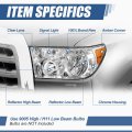 Auto Dynasty To2502171 Factory Style Halogen Headlight Lamp Compatible With Toyota Sequoia Tundra 2007-2017 Driver Left Side