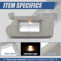 Auto Dynasty Sun Visor Sunshade With Vanity Light And Mirror For 2013-2018 Altima Lighted Models Driver Left Side Gray