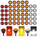 50pcs 3 4 In Round Side Marker Lights Dot Certified Led Clearance Identification And Turn Signal For Truck Car Bus Trailer Van 