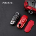 Sanrily Soft Tpu Golden-edge Key Cover For Porsche 911 Cayenne Panamera Macanless Full Protection Key Case Shell With Leather