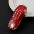 Sanrily Soft Tpu Golden-edge Key Cover For Porsche 911 Cayenne Panamera Macanless Full Protection Key Case Shell With Leather