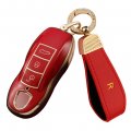 Sanrily Soft Tpu Golden-edge Key Cover For Porsche 911 Cayenne Panamera Macanless Full Protection Key Case Shell With Leather
