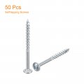 Uxcell 8x2 Pocket Hole Screws 50pcs Phillips Drive Self Tapping Wood With Zinc Plated For Woodworking