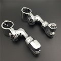 Hk- Chrome Short Angled Adjustable Highway Peg Mounting Kit Compatible With Any Bike Equipped 1-1 2 Inch 1 5 Front Engine Guard