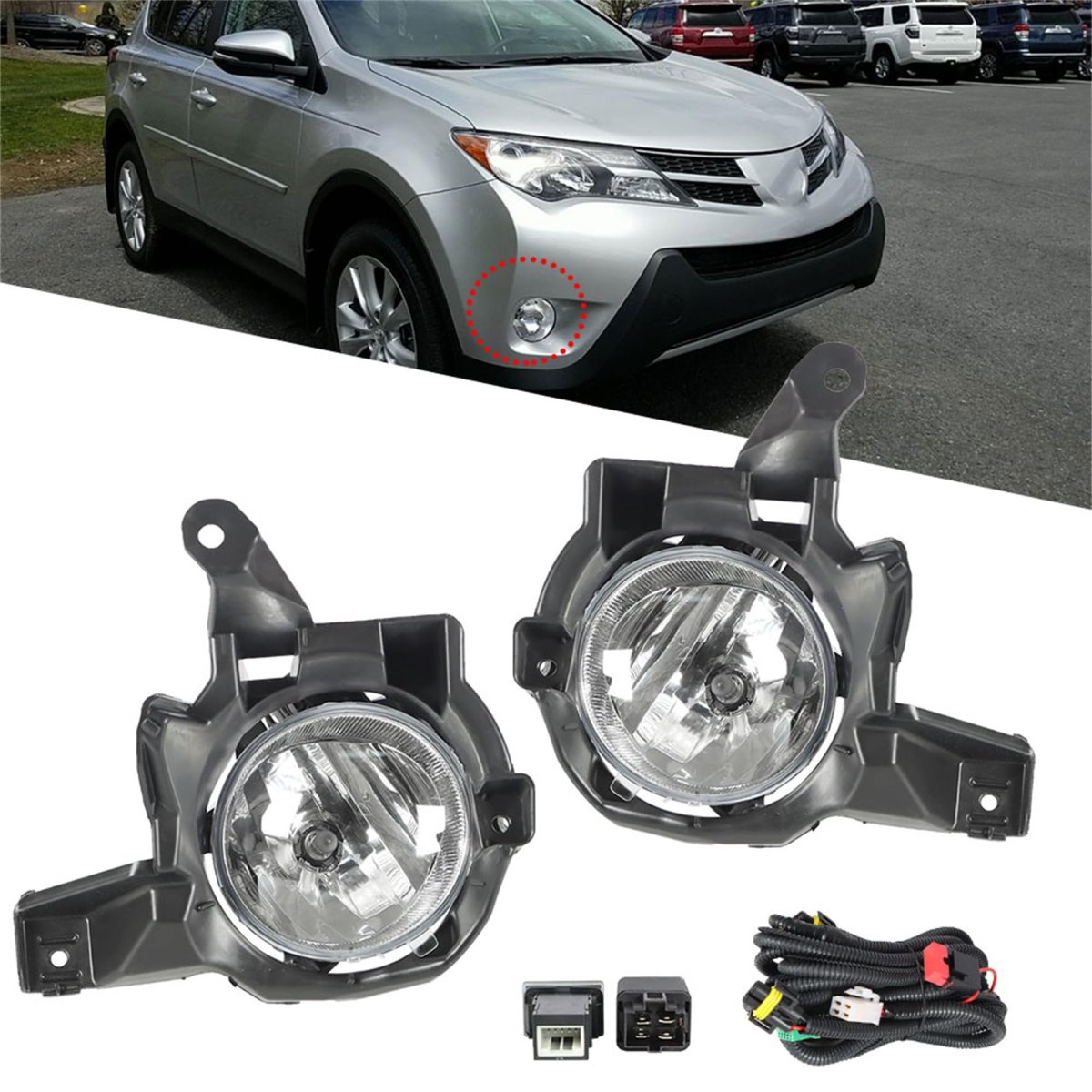 Fog Light Assembly Replacement For 2013 2014 2015 Rav4 Pair Of Front Left And Right Lamps With Wiring Harness Switch Kit 81210