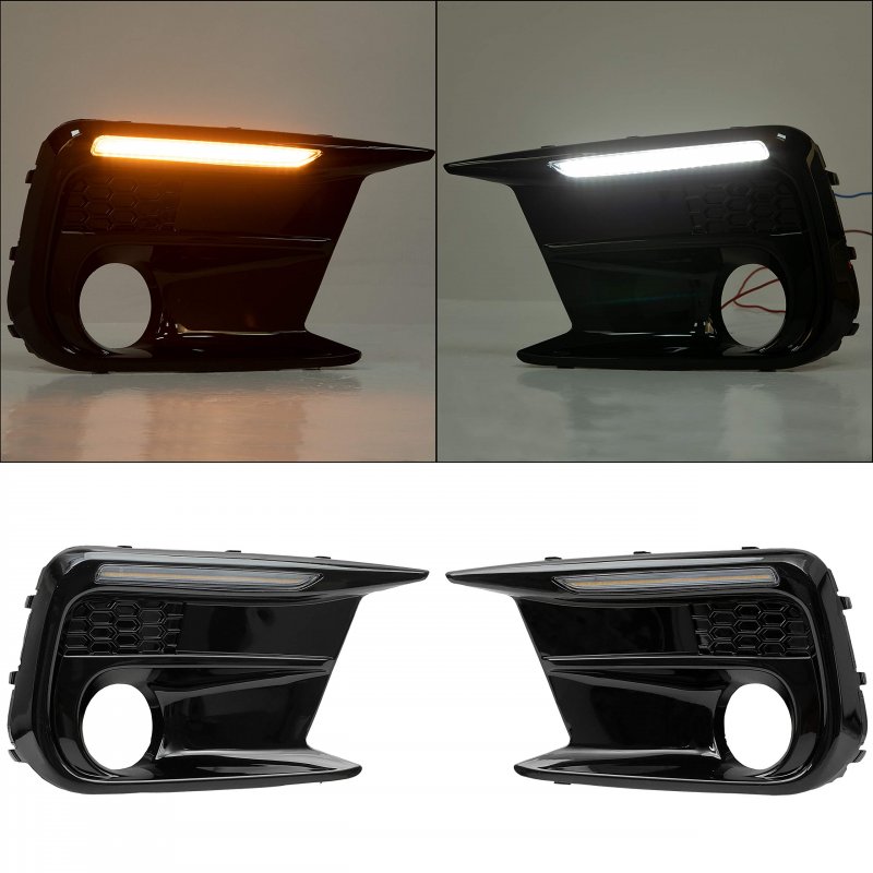 Hecasa Driving Fog Light Bezel Cover With Led For 2018-2021 Subaru Wrx Sti
