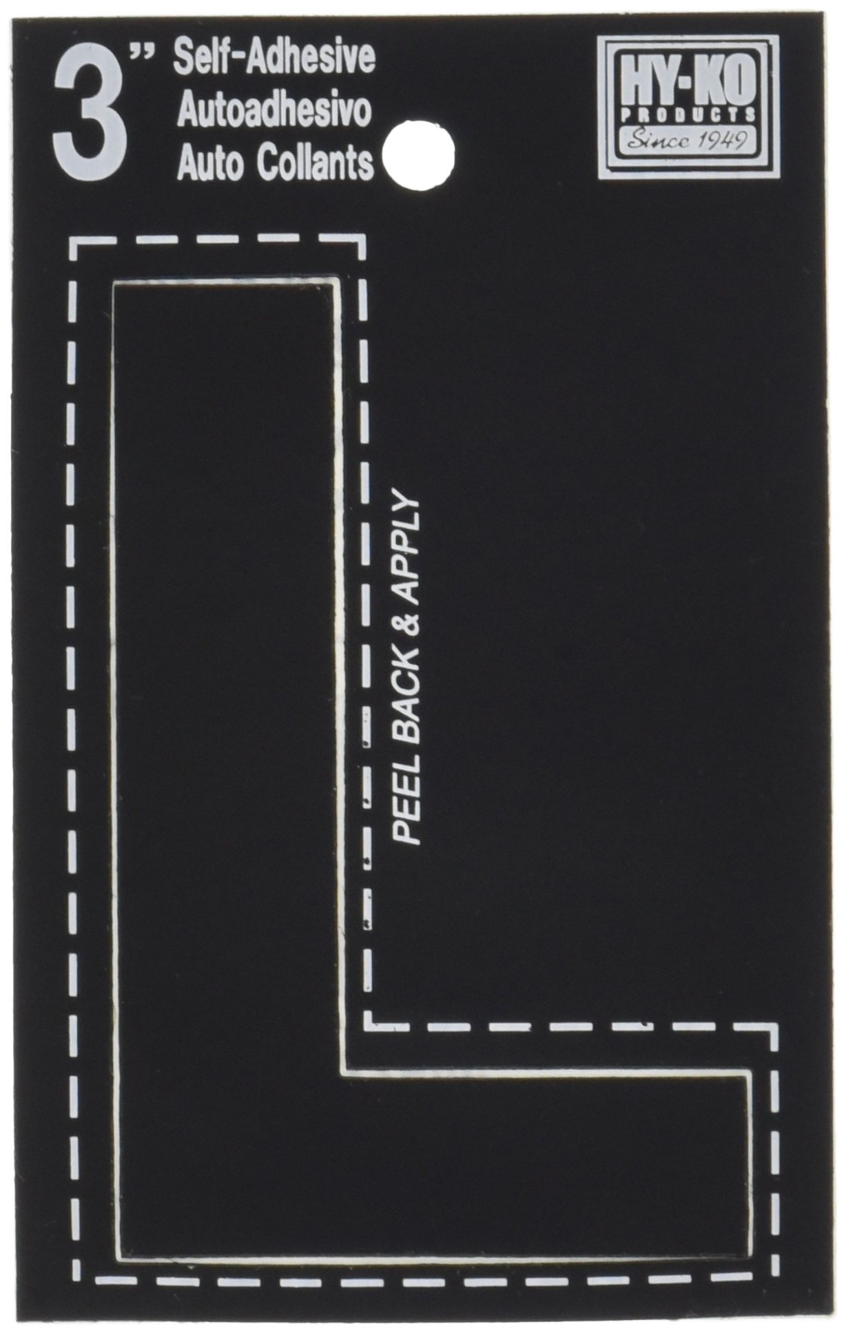 Hy-ko Prod Co 30422 3 Black Adhesive Vinyl Die Cut Letter L