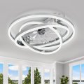 Dawn Whisper Ceiling Fans With Lights 24 Modern Flush Mount Shape-changeable Low Profile Fan Light For Bedroom Kids Room Chrome 