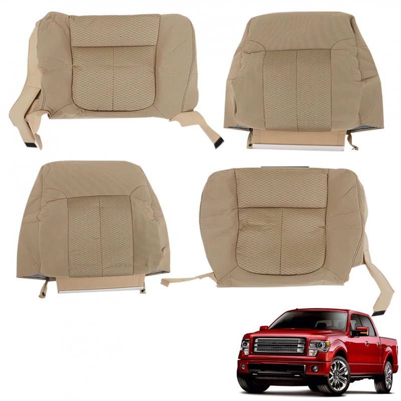 Tan Cloth Seat Cover 4 Piece Set For 2011 2012 2013 2014 F150 Front Driver And Passenger Bottom Lean Back Replacement Covers