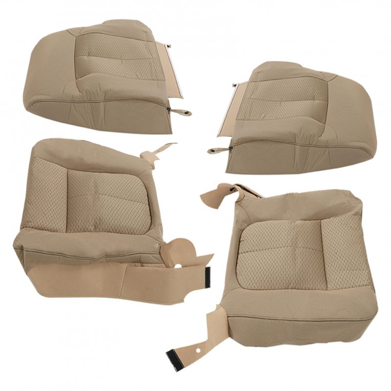 Tan Cloth Seat Cover 4 Piece Set For 2011 2012 2013 2014 F150 Front Driver And Passenger Bottom Lean Back Replacement Covers