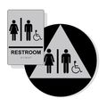 Compliancesigns Acrylic Ada Restroom Sign Set 12 Inch Tactile Braille Silver California Style 