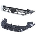Front Bumper Upper Hood Grille Chrome Black Replacement For 2013 2014 2015 Accord 4 Door