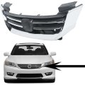 Front Bumper Upper Hood Grille Chrome Black Replacement For 2013 2014 2015 Accord 4 Door
