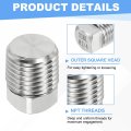 1 4 In Npt Male Pipe Plug 316 Stainless Steel Outer Square Head Solid Thread Bung For Hydraulic And Pneumatic Systems Silver