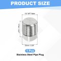 1 4 In Npt Male Pipe Plug 316 Stainless Steel Outer Square Head Solid Thread Bung For Hydraulic And Pneumatic Systems Silver