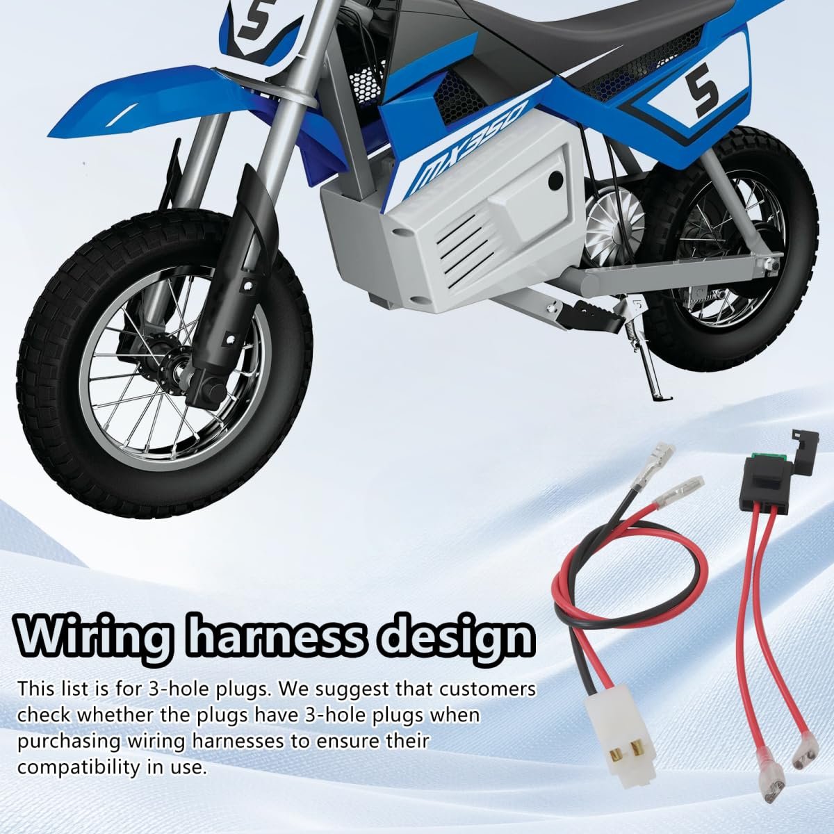 Battery Wire Harness Kit For Razor Pr200 V27 And Up Mx350 V33 Mx400 Pocket Mod V45 3 Holes Plug With 30 Amp In Line Fuse