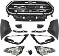 Front Bumper Grille Kit With Brackets And Fog Lights For Ford Ecosport Se Titanium 2018 2019 2020 2021 2022 Chrome Finish Abs