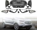 Front Bumper Grille Kit With Brackets And Fog Lights For Ford Ecosport Se Titanium 2018 2019 2020 2021 2022 Chrome Finish Abs 