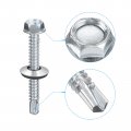 Uxcell 14 X 2 Self Drilling Screws With Rubber Washer 25pcs Zinc Plated Steel Roofing Hex Head Tapping Epdm For Metal To