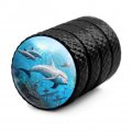 Coral Reef Dolphin And Shipwreck Valve Stem Caps For Tire Rim Wheel Aluminum Black