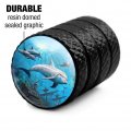 Coral Reef Dolphin And Shipwreck Valve Stem Caps For Tire Rim Wheel Aluminum Black