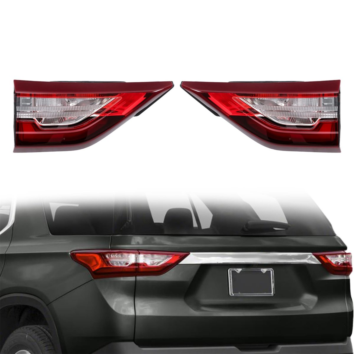 Tail Lamp Light Replacement For Traverse 2018-2021 Red Lens Driver And Passenger Side Brake Inner 85164974 85164975 Without