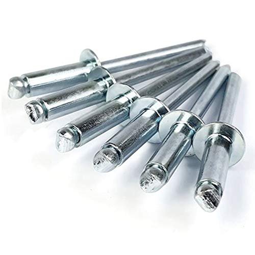 Pop Rivets 1 4 In Diameter 8 All Steel Blind Open End Dome Head Zinc Plated X 5 Grip 0 1 To 0 625 100 Pack