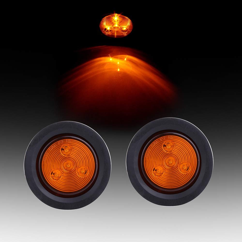 2 Pack 5 In 4 Led Round Trailer Tail Lights Amber Clearance Side Marker Waterproof Surface Mount For Truck Rv Atv Caravan And