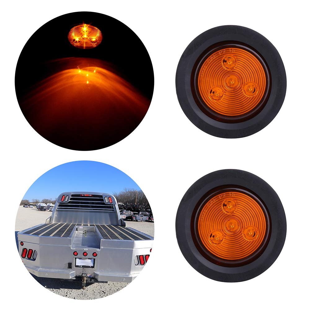 2 Pack 5 In 4 Led Round Trailer Tail Lights Amber Clearance Side Marker Waterproof Surface Mount For Truck Rv Atv Caravan And