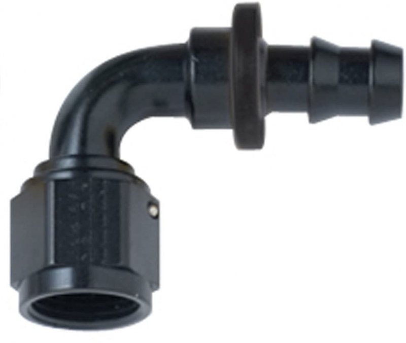 Female To Hose Barb Fuel Line Fitting 90 Degree Push Lock 8an