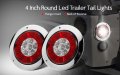 Fits Jeep Rubicon 2003-2006 4 Inch Round Led Trailer Tail Lights White Redlights 12v Sealed Waterproof Stop Turn Brake Tail