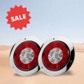 Fits Jeep Rubicon 2003-2006 4 Inch Round Led Trailer Tail Lights White Redlights 12v Sealed Waterproof Stop Turn Brake Tail