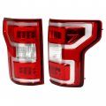 Hecasa Led Tail Light Compatible With 2018-2020 Ford F-150 F150 Pickup Xl Xlt Tube Bar Rear Brake Lamps Taillights Red Lens