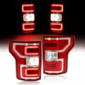 Hecasa Led Tail Light For 2018-2020 Ford F-150 F150 Pickup Xl Xlt Tube Bar Rear Brake Lamps Taillights Red Lens Chrome Housing