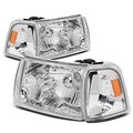 Ford Ranger 4pcs Replacement Headlight Corner Lights Kit Chrome Housing Amber Reflector