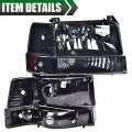 G-plus Headlights Compatible With 1992-1996 Bronco Ford F150 F250 F350 Super Duty Headlamps W Corner Signal Driver Side