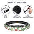 Foruidea Strawberries Flowers Leaf Car Steering Wheel Cover Neoprene Automotive Anti Slip And Sweat Absorption Auto Wrap Fit