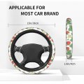 Foruidea Strawberries Flowers Leaf Car Steering Wheel Cover Neoprene Automotive Anti Slip And Sweat Absorption Auto Wrap Fit