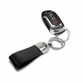 Ipick Image For Ram Logo Black Real Leather Loop Strap Chrome Metal Key Chain Keychain Official Licensed