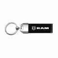 Ipick Image For Ram Logo Black Real Leather Loop Strap Chrome Metal Key Chain Keychain Official Licensed