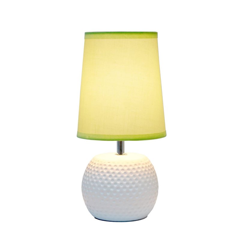 Simple Designs Lt2084-grn Mini Studded Texture White Ceramic Bedside Table Lamp Green