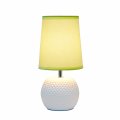 Simple Designs Lt2084-grn Mini Studded Texture White Ceramic Bedside Table Lamp Green