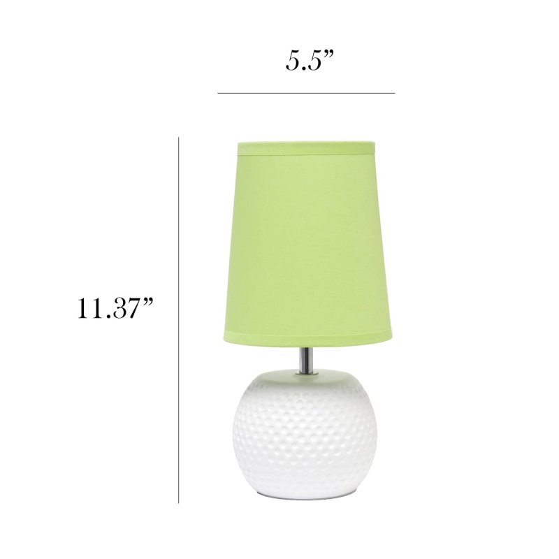 Simple Designs Lt2084-grn Mini Studded Texture White Ceramic Bedside Table Lamp Green