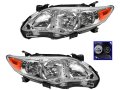 Headlight Assembly Set Of 2 Chrome Housing For 2011-2013 Toyota Corolla 