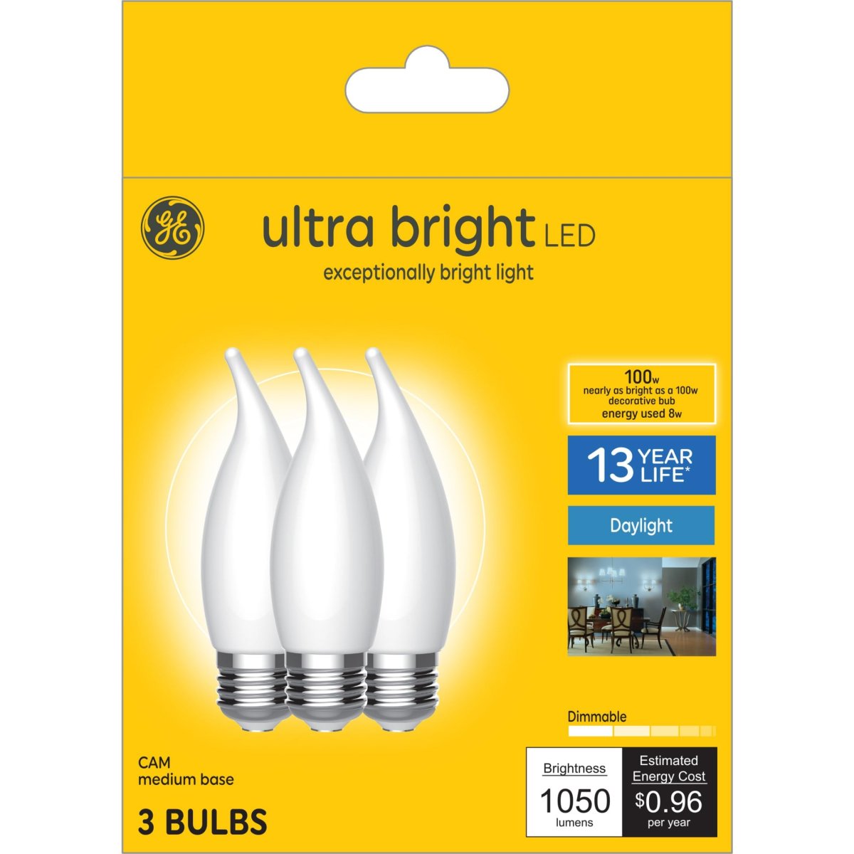 Ultra Bright Led Light Bulbs 100w Equivalent Daylight 5000 Kelvin Frosted Decorative Ca12 Candle Lights Medium E26 Base 3 Pack